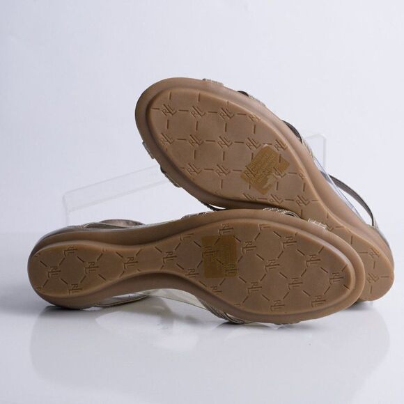 Lauren Ralph Lauren Gold Gladiator Leather Sandals Flats Sz 7.5 T-Strap New - Picture 8 of 8